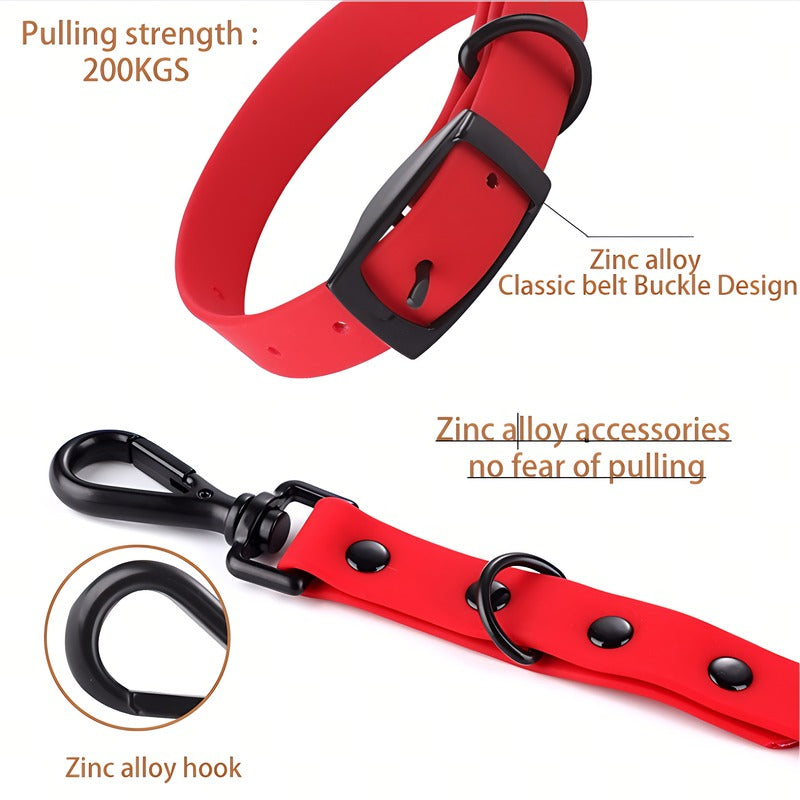 KFX-4249149 Pet Silicone Collar and Leash Set for Small and Large Dogs, Waterproof and Easy to Clean