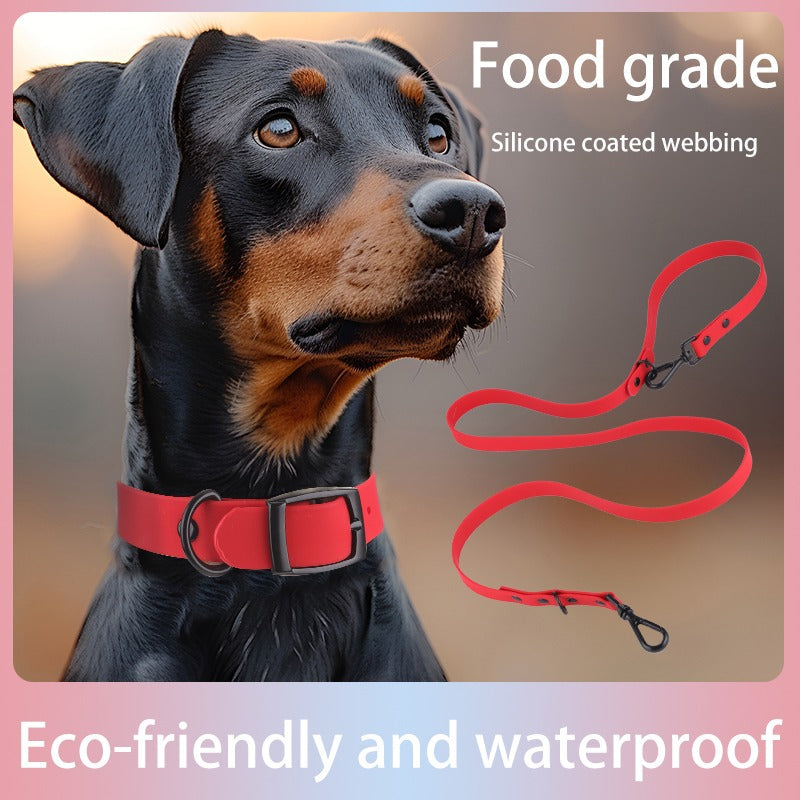 KFX-4249149 Pet Silicone Collar and Leash Set for Small and Large Dogs, Waterproof and Easy to Clean