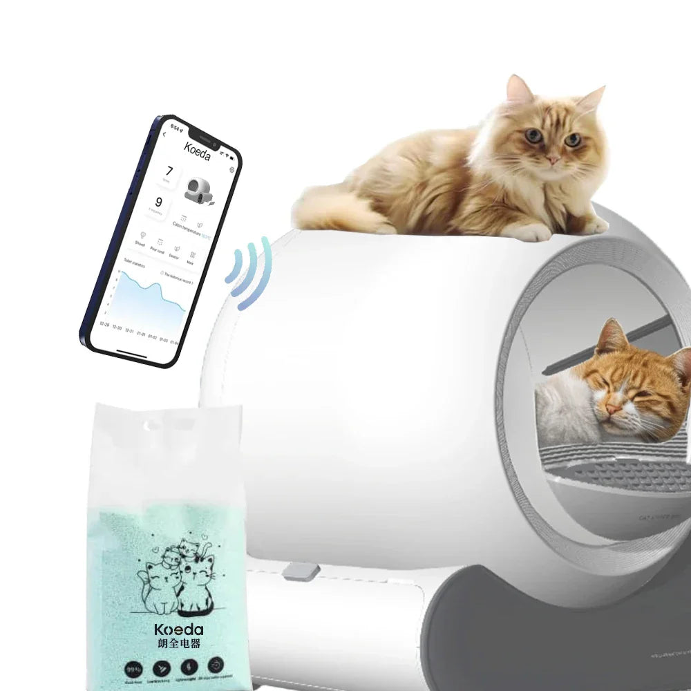 KFX-424915 Smart WiFi-Controlled Self-Cleaning Cat Litter Box with Dust-Free Design and Large Capacity