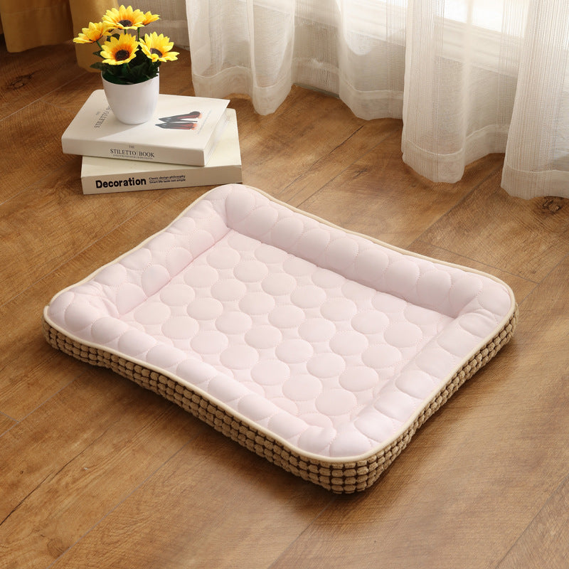 KFX-4249405 Cool Corn Kernel Pet Mat - Soft Cloth Seat Cushion in Blue and Pink, Multiple Sizes Available