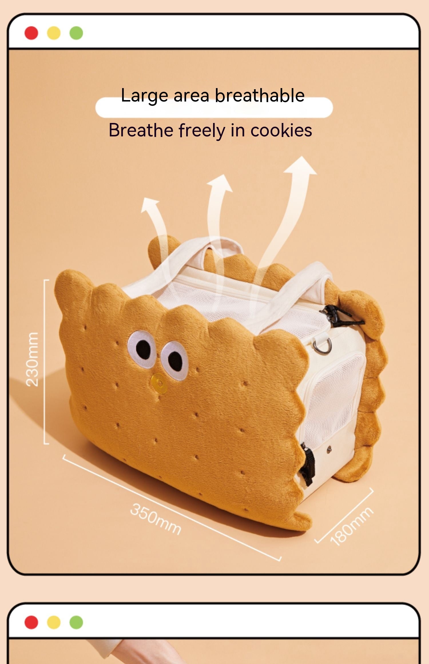 KFX-4251581 Portable Sandwich Biscuit Pet Travel Bag for Dogs and Cats - Large Capacity, Anti-Stress Design