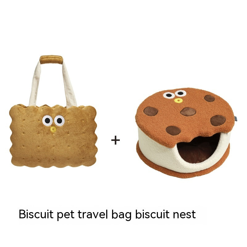 KFX-4251581 Portable Sandwich Biscuit Pet Travel Bag for Dogs and Cats - Large Capacity, Anti-Stress Design
