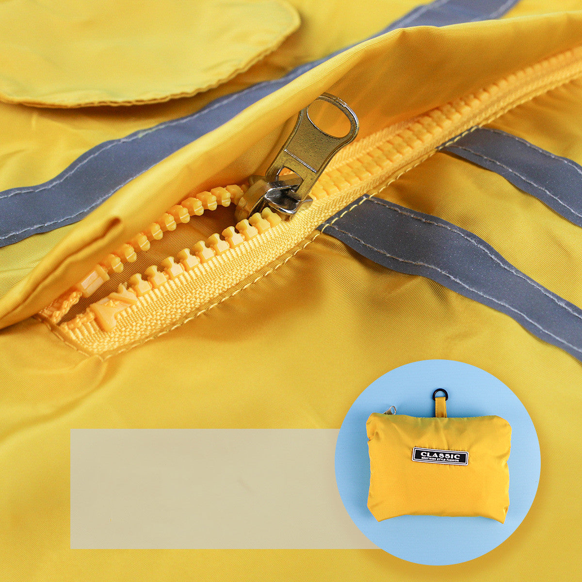 KFX-4251709 Waterproof Hooded Pet Raincoat with Reflective Strips - Foldable & Storage-Friendly