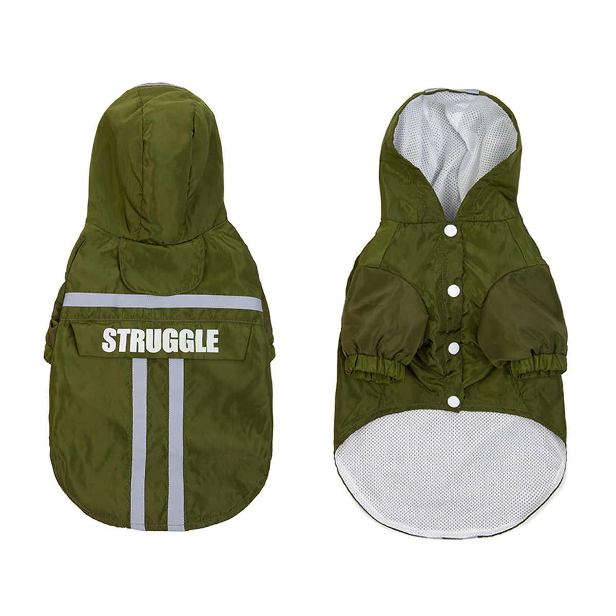 KFX-4251709 Waterproof Hooded Pet Raincoat with Reflective Strips - Foldable & Storage-Friendly