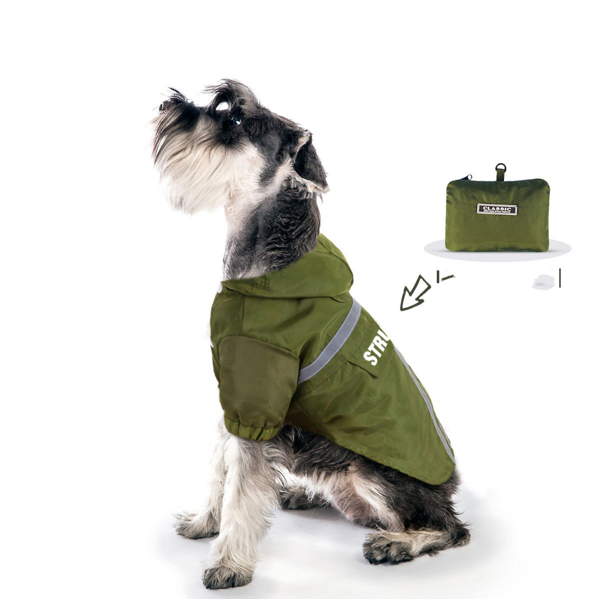KFX-4251709 Waterproof Hooded Pet Raincoat with Reflective Strips - Foldable & Storage-Friendly