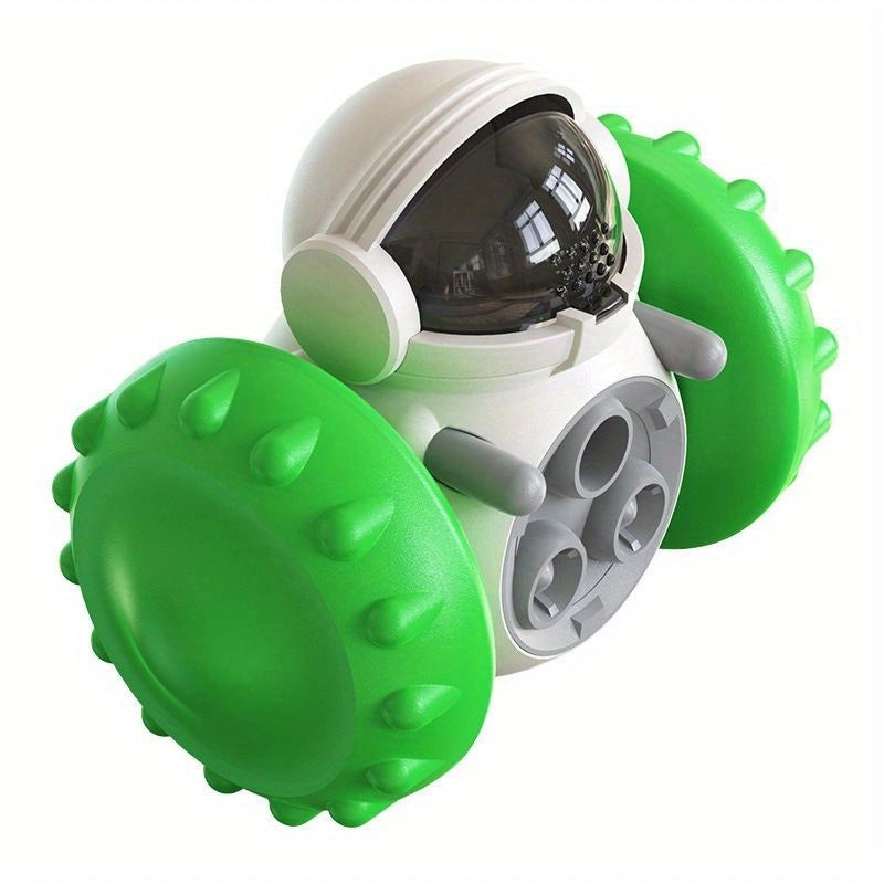 KFX-4253117 Intelligent Food Dispensing Robot Toy for Pets - Green, Mobility & Non-Tipping Design