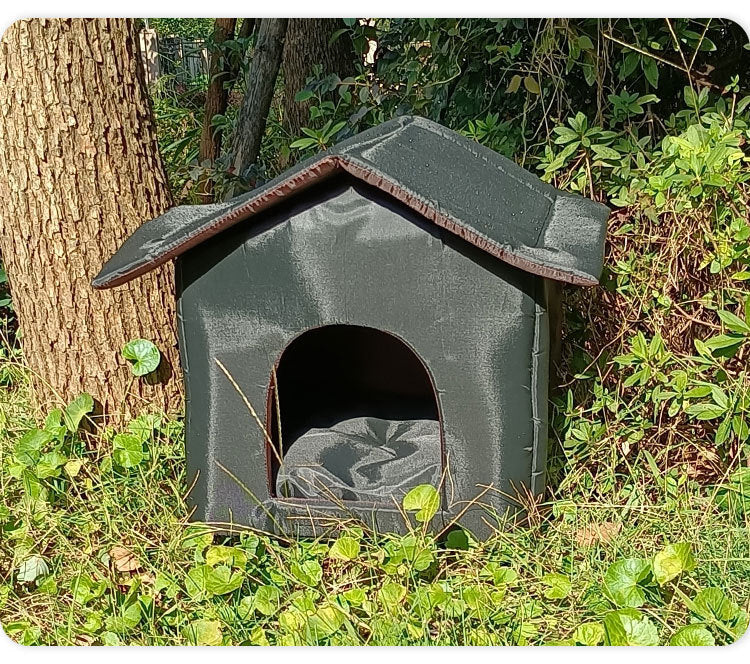 KFX-4253373 Weatherproof Outdoor Shelter for Stray Cats - Detachable Black Nest, Easy to Clean and Non-Slip Design
