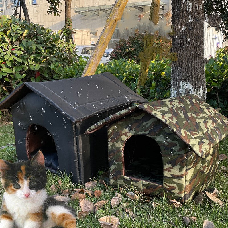 KFX-4253373 Weatherproof Outdoor Shelter for Stray Cats - Detachable Black Nest, Easy to Clean and Non-Slip Design