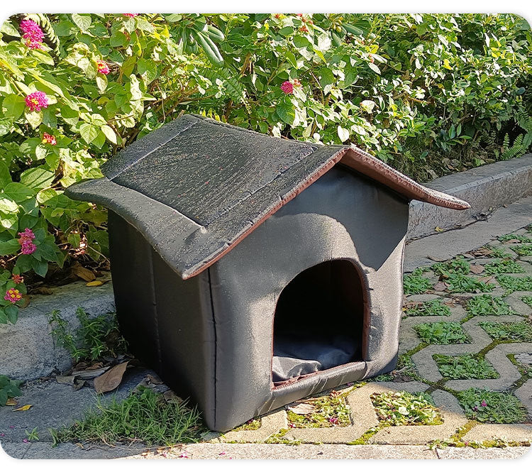 KFX-4253373 Weatherproof Outdoor Shelter for Stray Cats - Detachable Black Nest, Easy to Clean and Non-Slip Design