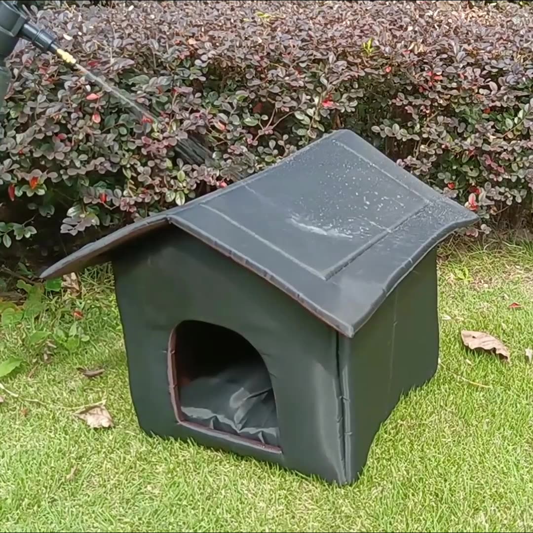 KFX-4253373 Weatherproof Outdoor Shelter for Stray Cats - Detachable Black Nest, Easy to Clean and Non-Slip Design