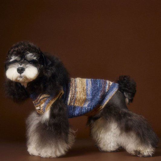 KFX-4253885 Rainbow Striped Sleeveless Sweater Vest for Dogs - Casual Pet Clothing in Blue and Red, Sizes XS to XXL