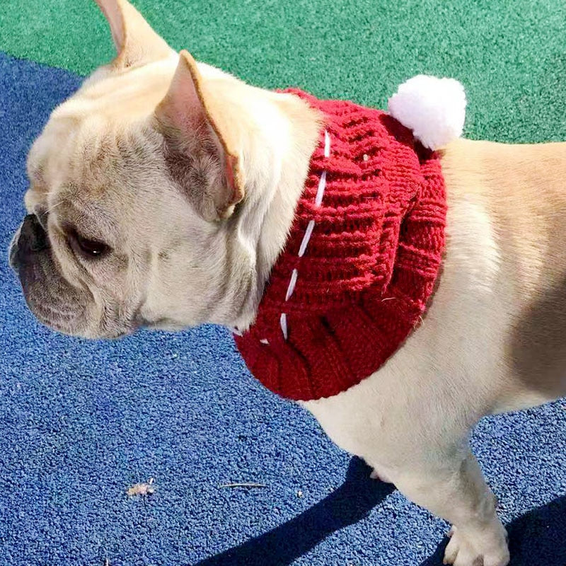 KFX-4254141 Cozy Woolen Winter Hat for Small Dogs - 100% Cotton in Gray, Red, Green Options