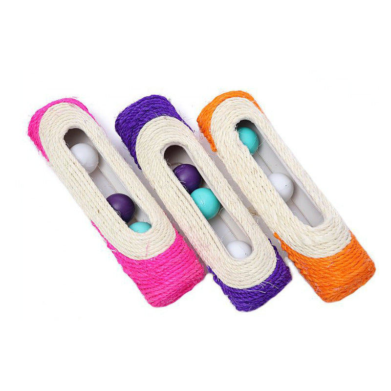 KFX-4255293 Natural Sisal Roller Cat Toy with Sound Balls – 28cm Playful Exercise for Cats