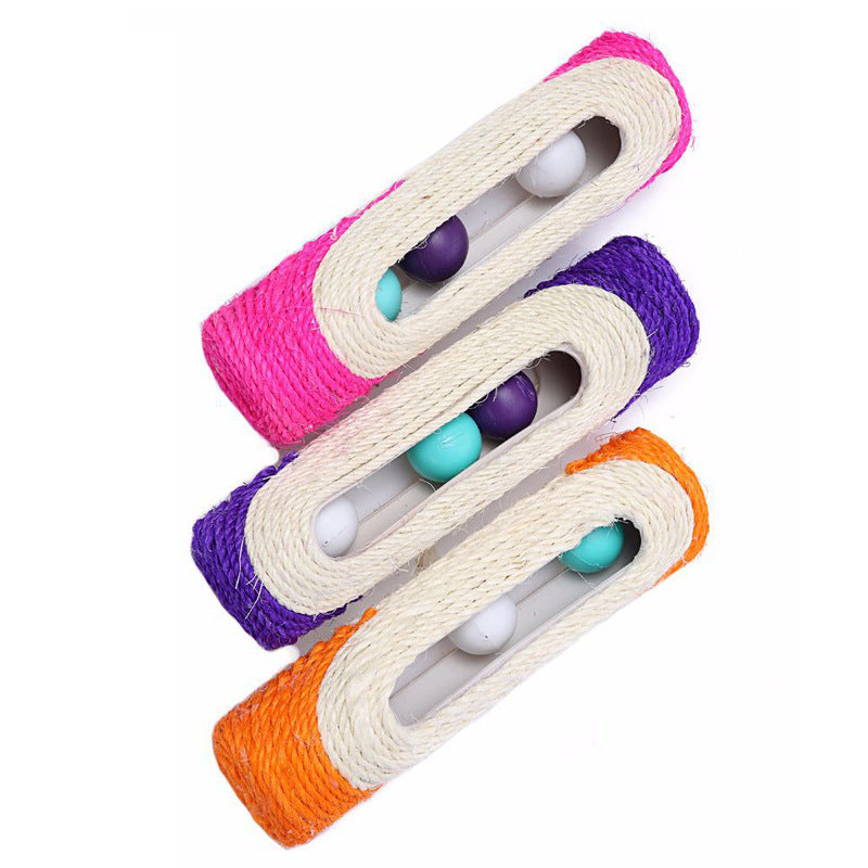 KFX-4255293 Natural Sisal Roller Cat Toy with Sound Balls – 28cm Playful Exercise for Cats