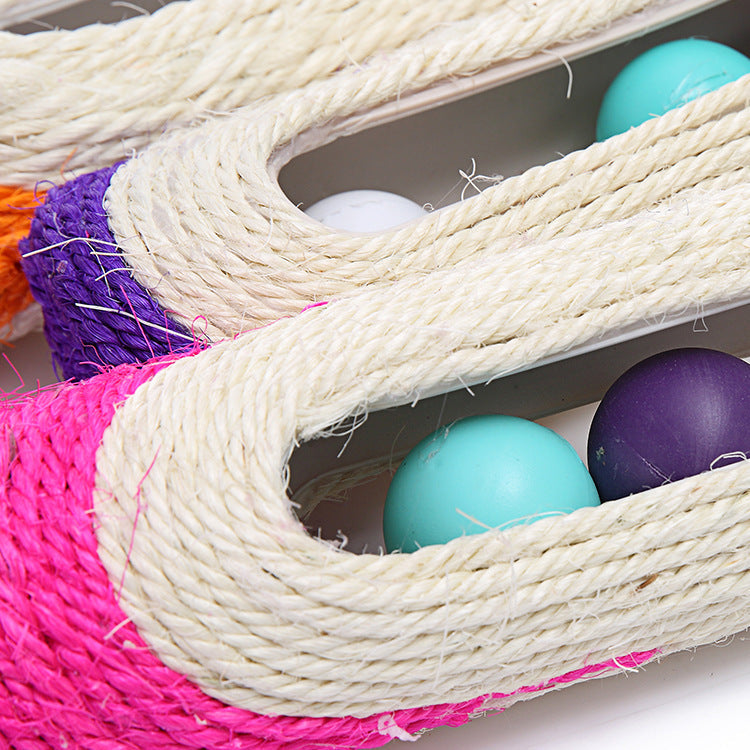 KFX-4255293 Natural Sisal Roller Cat Toy with Sound Balls – 28cm Playful Exercise for Cats