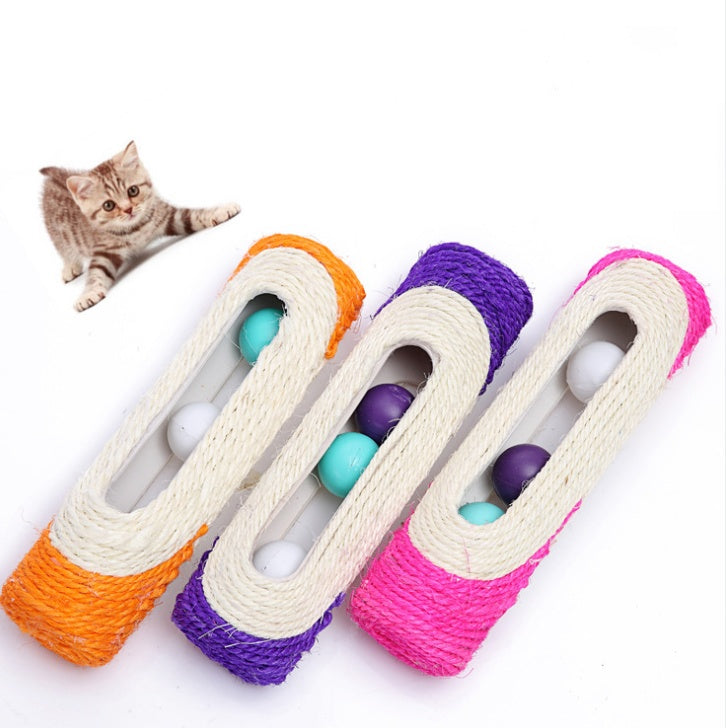 KFX-4255293 Natural Sisal Roller Cat Toy with Sound Balls – 28cm Playful Exercise for Cats