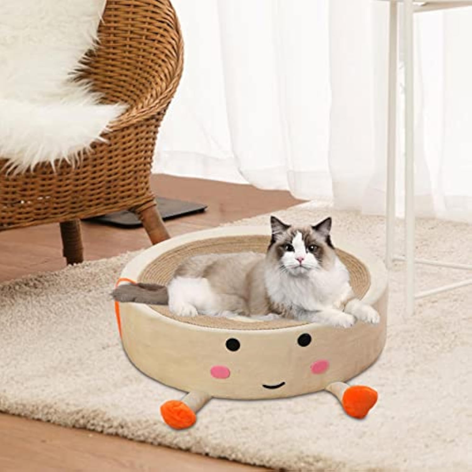 KFX-4256573 Natural Sisal Cat Scratching Board and Nest - Wear Resistant Cat Toy for Indoor Use