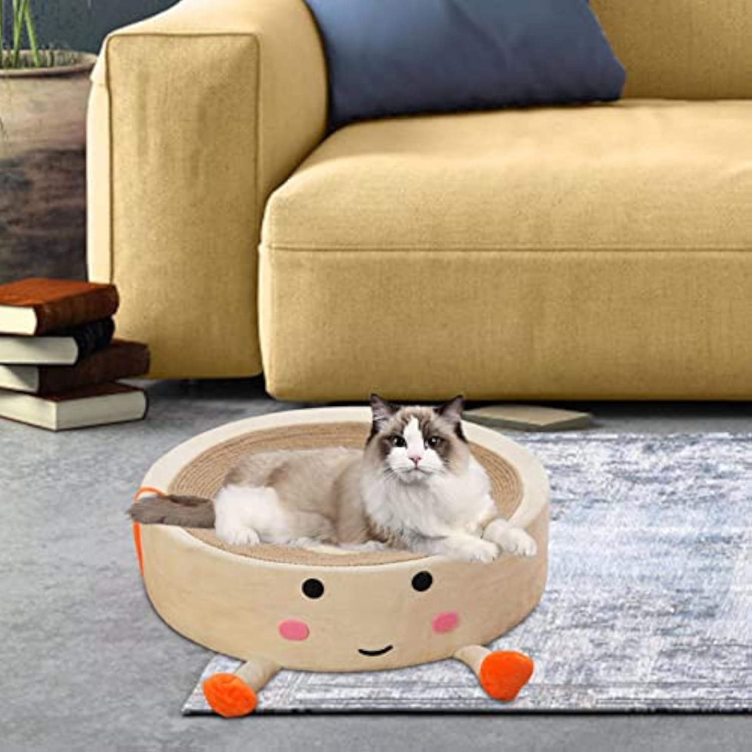 KFX-4256573 Natural Sisal Cat Scratching Board and Nest - Wear Resistant Cat Toy for Indoor Use