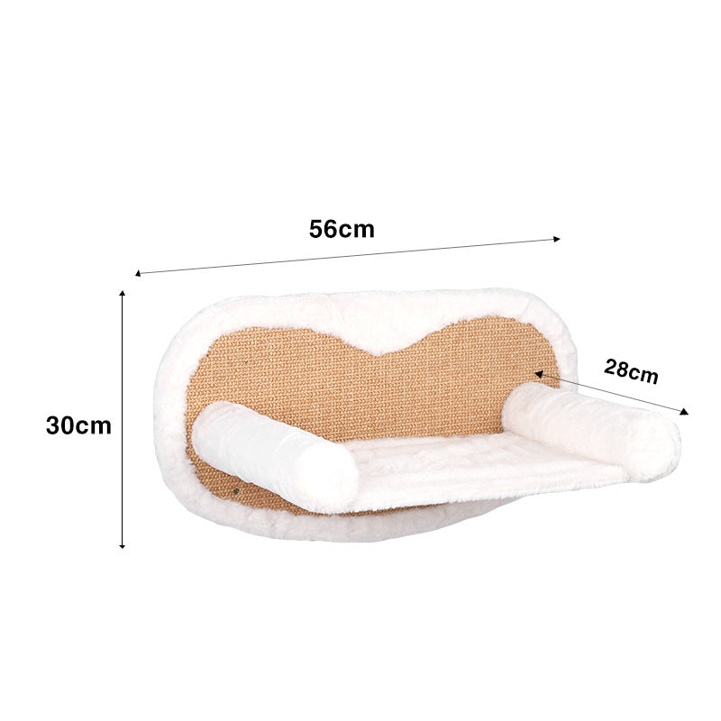 KFX-4256701 Wall-Mounted Cat Climbing Frame with Hanging Scratching Pole and Flannel Hammock