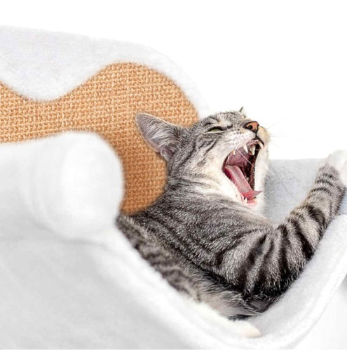 KFX-4256701 Wall-Mounted Cat Climbing Frame with Hanging Scratching Pole and Flannel Hammock