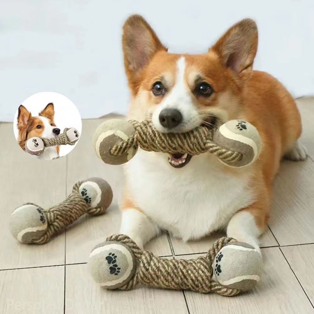 KFX-4257725 Durable Cotton Rope Knot Toy for Medium and Large Dogs - Interactive Chewing Toy
