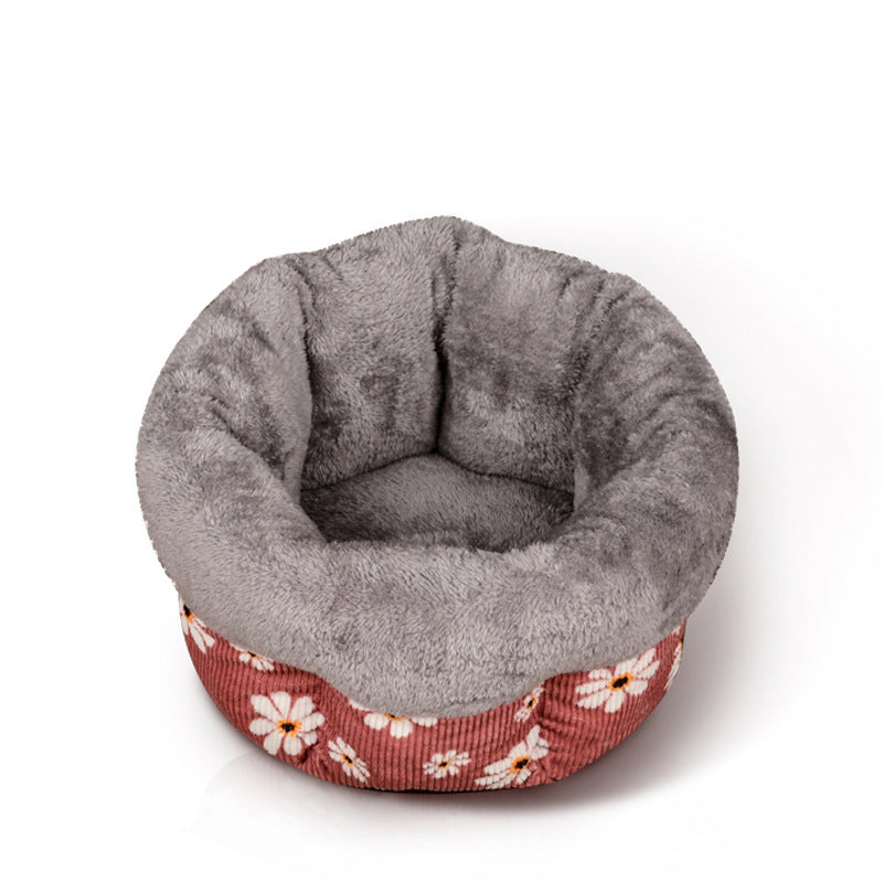 KFX-4259133 Cozy Cat Nest for Winter - Washed Cotton & PP Cotton Filling, Fully Machine Washable