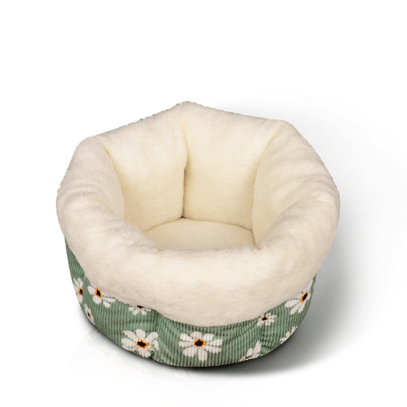 KFX-4259133 Cozy Cat Nest for Winter - Washed Cotton & PP Cotton Filling, Fully Machine Washable