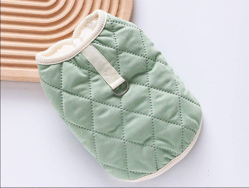 KFX-4259517 Cozy Autumn and Winter Pet Coat for Small Dogs - Schnauzer Teddy Bichon Vest in Yellow and Green