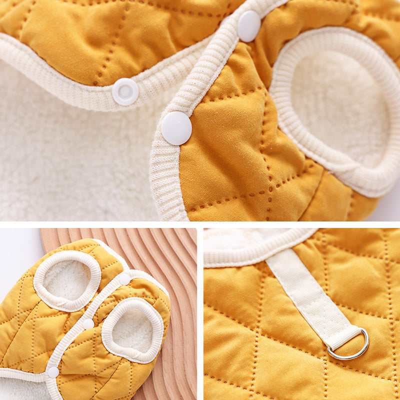 KFX-4259517 Cozy Autumn and Winter Pet Coat for Small Dogs - Schnauzer Teddy Bichon Vest in Yellow and Green