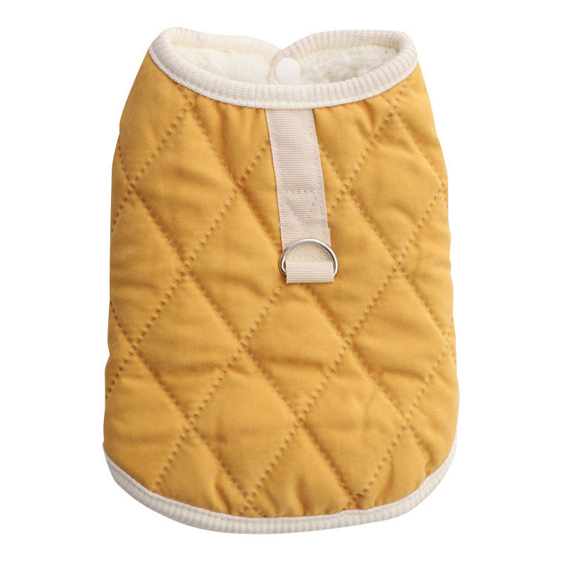 KFX-4259517 Cozy Autumn and Winter Pet Coat for Small Dogs - Schnauzer Teddy Bichon Vest in Yellow and Green