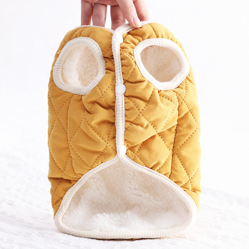 KFX-4259517 Cozy Autumn and Winter Pet Coat for Small Dogs - Schnauzer Teddy Bichon Vest in Yellow and Green