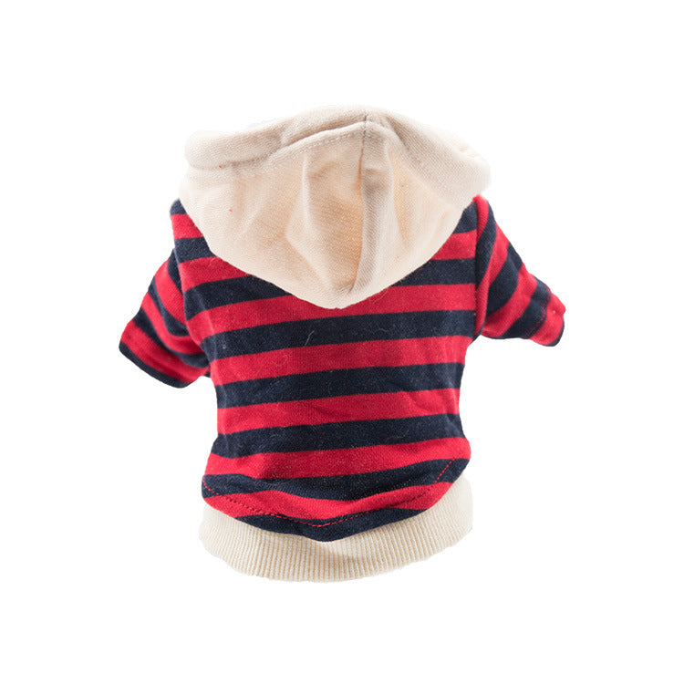 KFX-4260157 Casual Striped Sweater for Pets in Red, Green, Orange - Warm Polyester Cotton Clothing