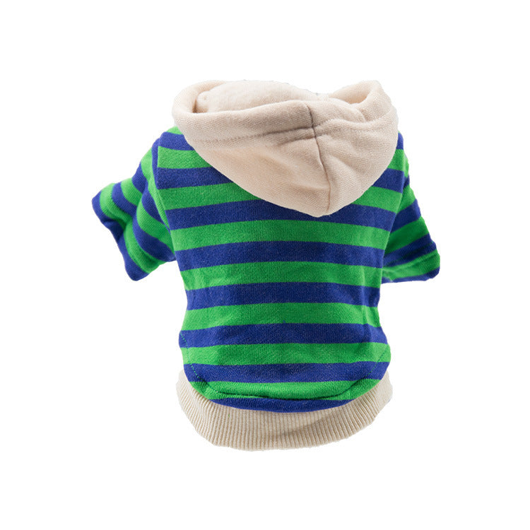 KFX-4260157 Casual Striped Sweater for Pets in Red, Green, Orange - Warm Polyester Cotton Clothing