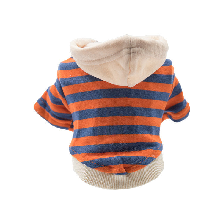 KFX-4260157 Casual Striped Sweater for Pets in Red, Green, Orange - Warm Polyester Cotton Clothing