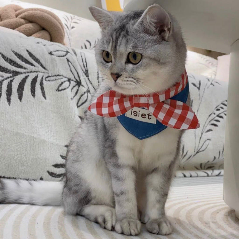 KFX-4260669 Cute Western Denim Bow Scarf for Pets - Ideal for Spring and Autumn