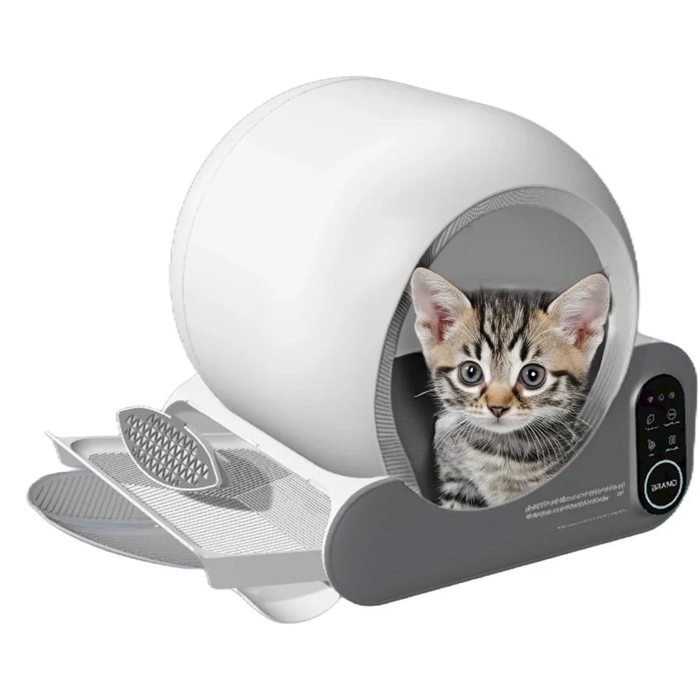 KFX-426067 Large 70L Capacity Automatic Cat Litter Box with Odor Control and Easy Clean Features, Dust-Free Self-Cleaning Design for Multiple Cats