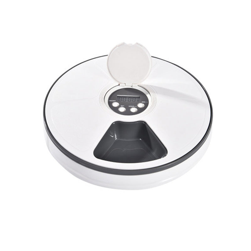 KFX-4261053 Automatic Pet Feeder for Cats and Dogs, 6 Compartments with Power Indicator, Battery Operated