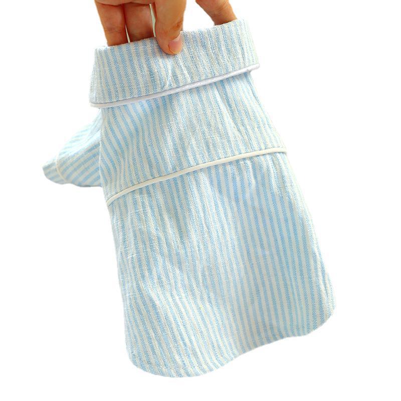 KFX-4261693 Striped Cotton and Linen Pajamas for Dogs and Cats in Pink, Blue, and Black/White