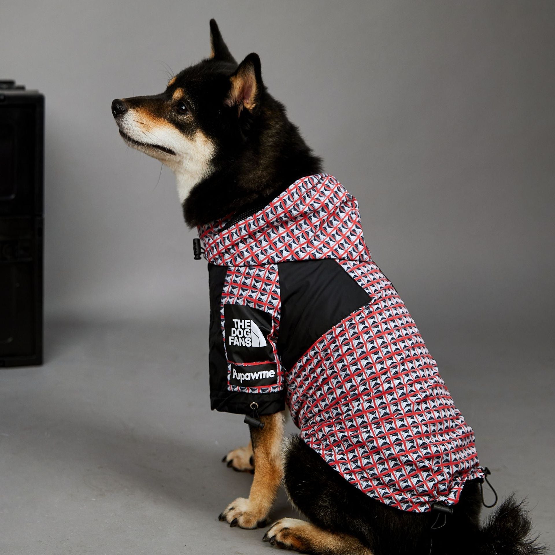 KFX-4262461 Windproof and Rainproof Dog Raincoat Shell Jacket in Black, Blue, and Red Rivet - Available in Sizes Small to 5XL