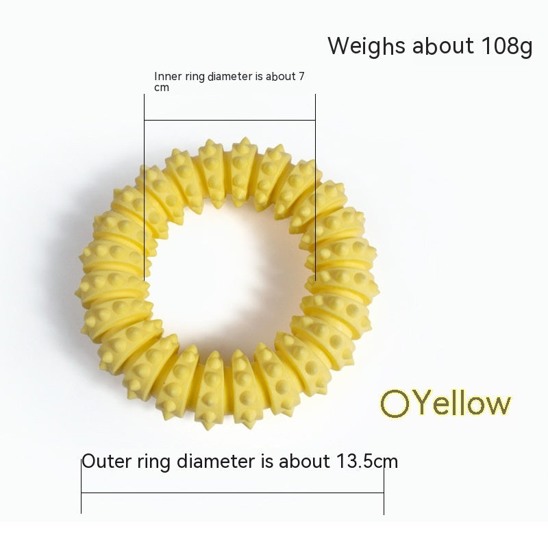 KFX-4263485 Pet Foam Anti-Bite Molar Chew Ring Toy – Fun for Dogs and Cats in Blue, Pink, and Yellow