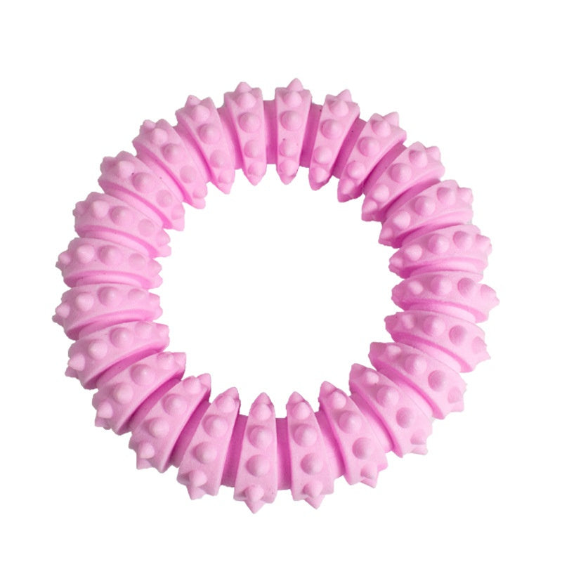 KFX-4263485 Pet Foam Anti-Bite Molar Chew Ring Toy – Fun for Dogs and Cats in Blue, Pink, and Yellow
