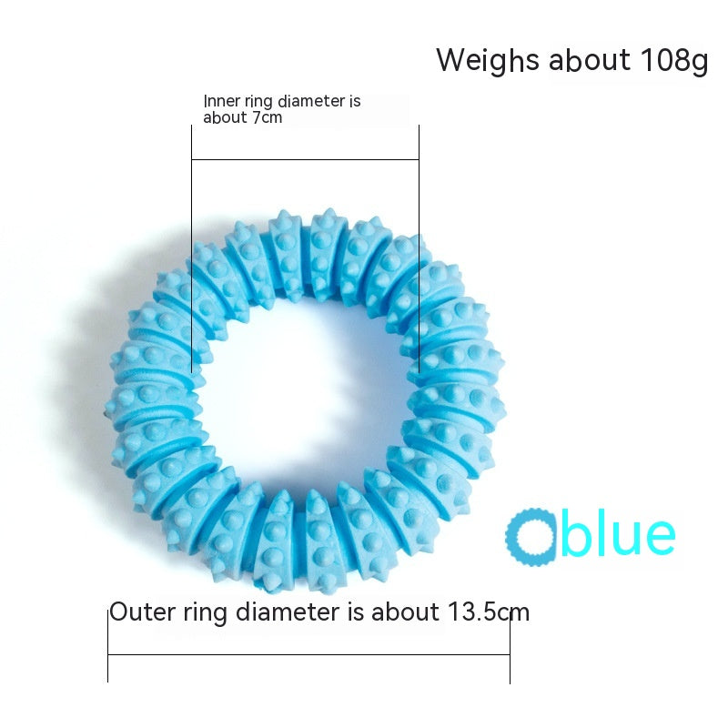 KFX-4263485 Pet Foam Anti-Bite Molar Chew Ring Toy – Fun for Dogs and Cats in Blue, Pink, and Yellow
