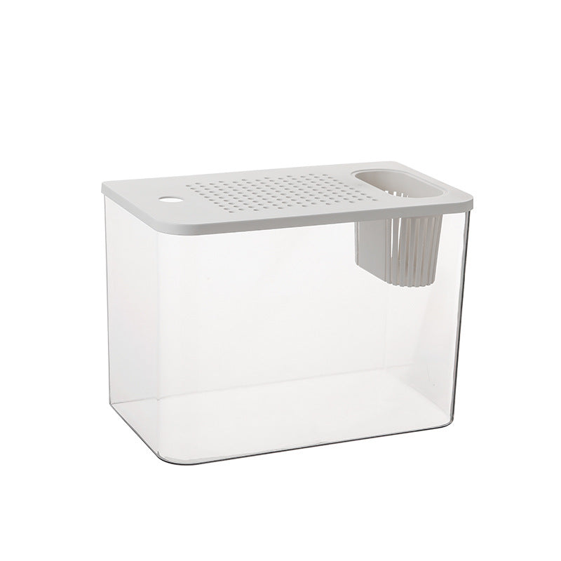 KFX-4264125 Mini Ecological Betta Fish Tank with Cover - Black or White, Medium Size (32*18.5*23 cm)