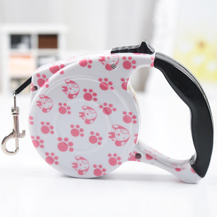 KFX-4264637 Retractable 5m Nylon Dog Leash with One-Handed Braking System and Comfortable Grip