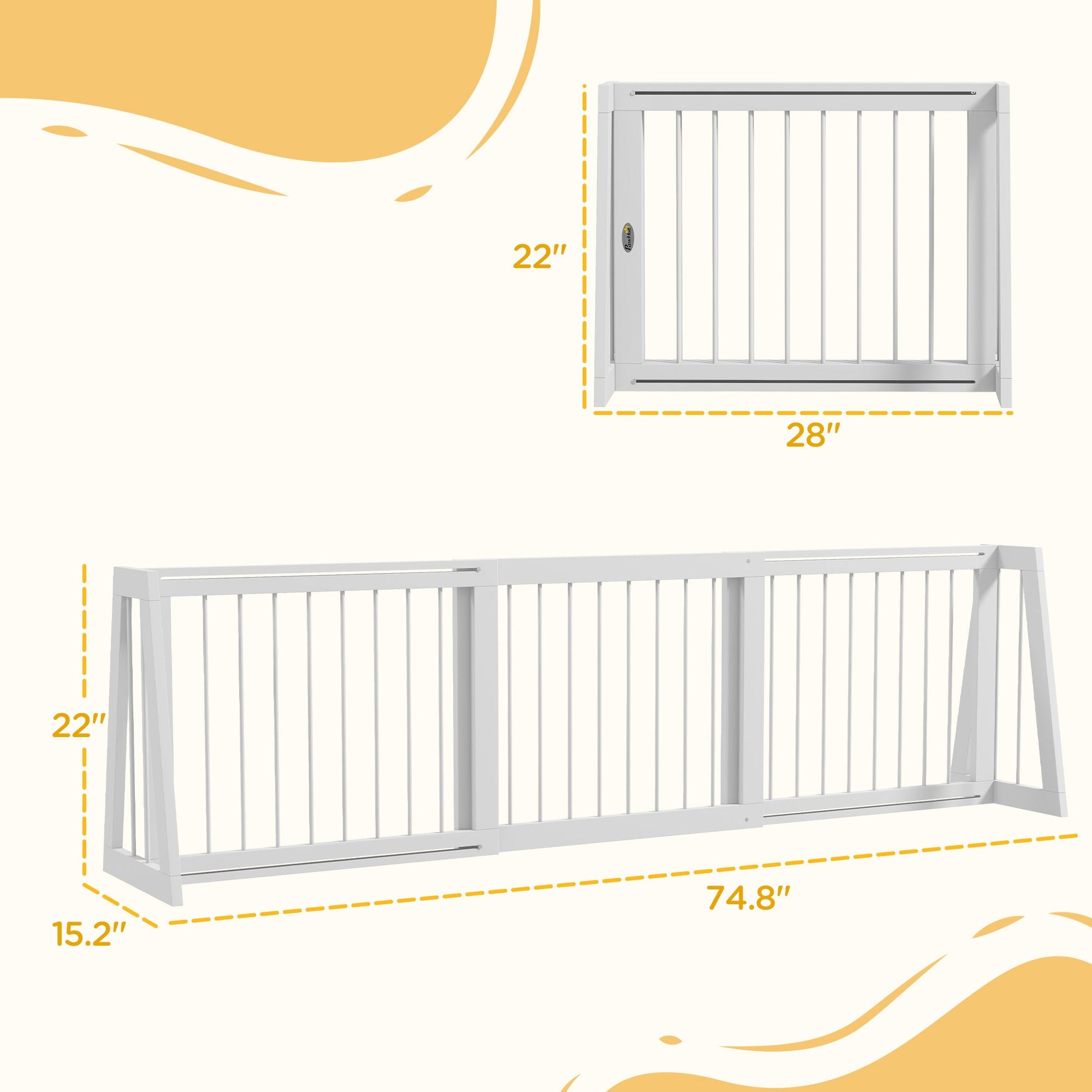 KFX-4266301 Freestanding Wooden Pet Gate with Adjustable Width and Non-Slip Mats for Indoor Use