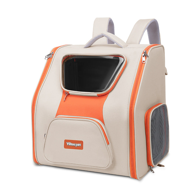 KFX-4267069 Large Capacity Cat Trolley Bag in Khaki and Green - Medium Hard Nylon Pet Backpack