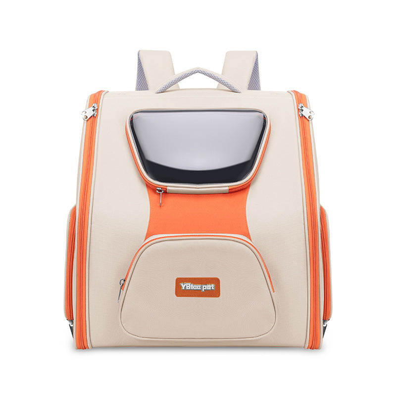 KFX-4267069 Large Capacity Cat Trolley Bag in Khaki and Green - Medium Hard Nylon Pet Backpack