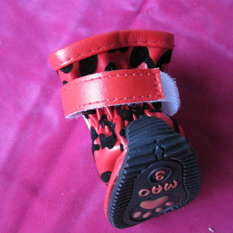 KFX-4267453 Leopard Print PU Pet Shoes in Gold, Red, and Pink - Various Sizes Available