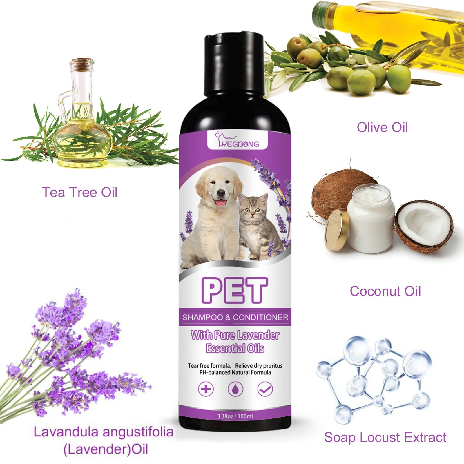 KFX-4268477 Pet Shampoo for Dogs - Soothes Itchy Skin and Softens Fur, 100ml