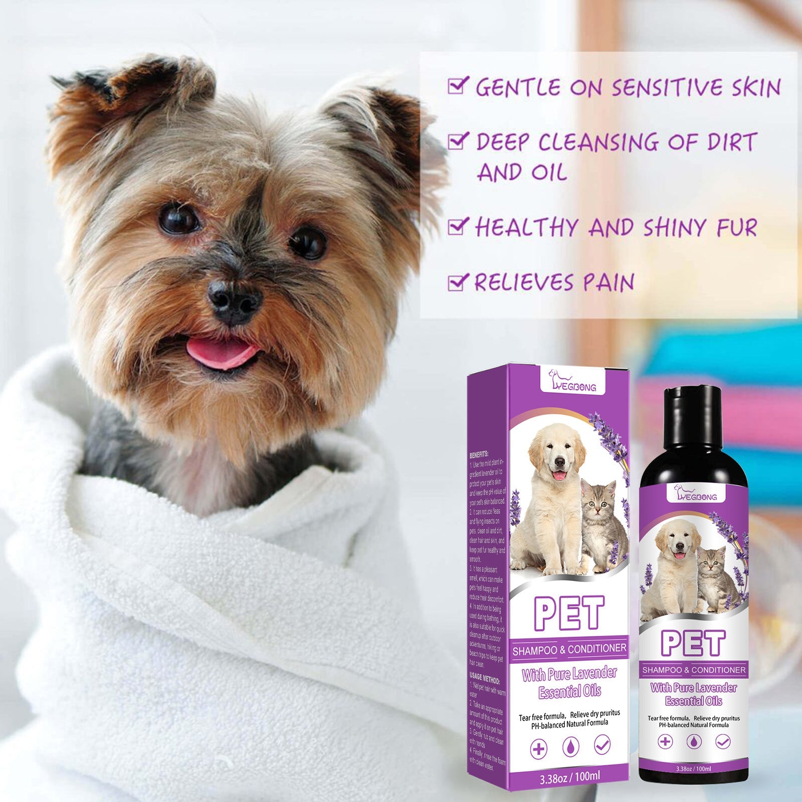 KFX-4268477 Pet Shampoo for Dogs - Soothes Itchy Skin and Softens Fur, 100ml